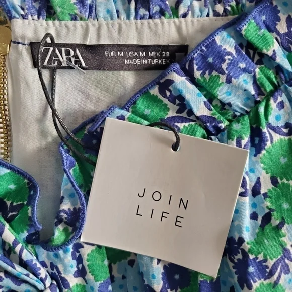 NWT Zara Ditsy Floral Puff Sleeve Cropped Blouse Top Size Medium - Picture 11 of 13